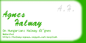 agnes halmay business card